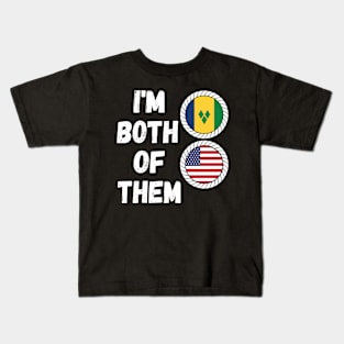 Half Vincentian Half American Heritage USA Roots & Vincent and the Grenadines DNA Family Flag Design Kids T-Shirt